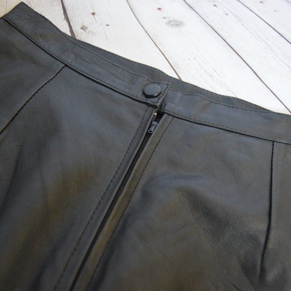 Vintage Genuine Leather Pencil Skirt with Slit - Picture 2 of 4